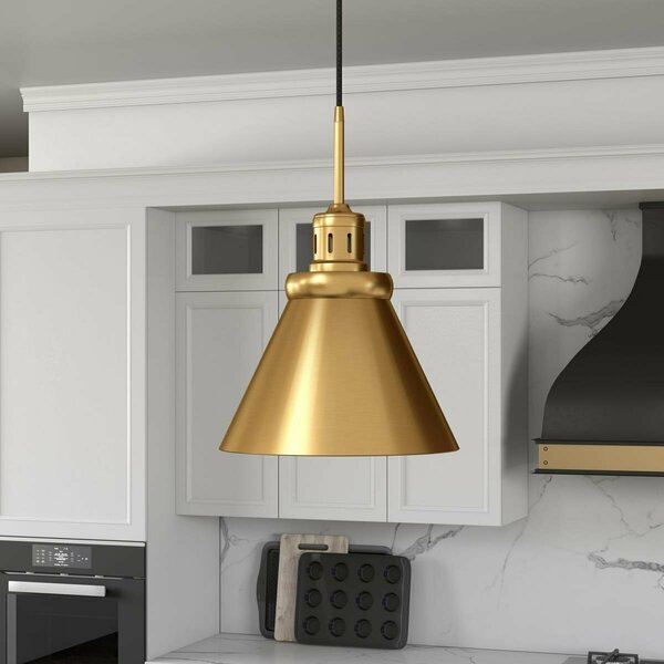 Hudson & Canal 12 in. Zeno Pendant with Metal Shade Brushed Brass & Brushed Brass PD1658